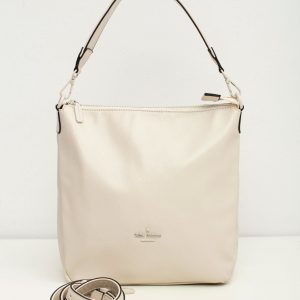 Cream eco-leather women's handbag