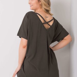 Dark khaki blouse plus size Lenora