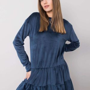 Dark blue velour dress Candle RUE PARIS