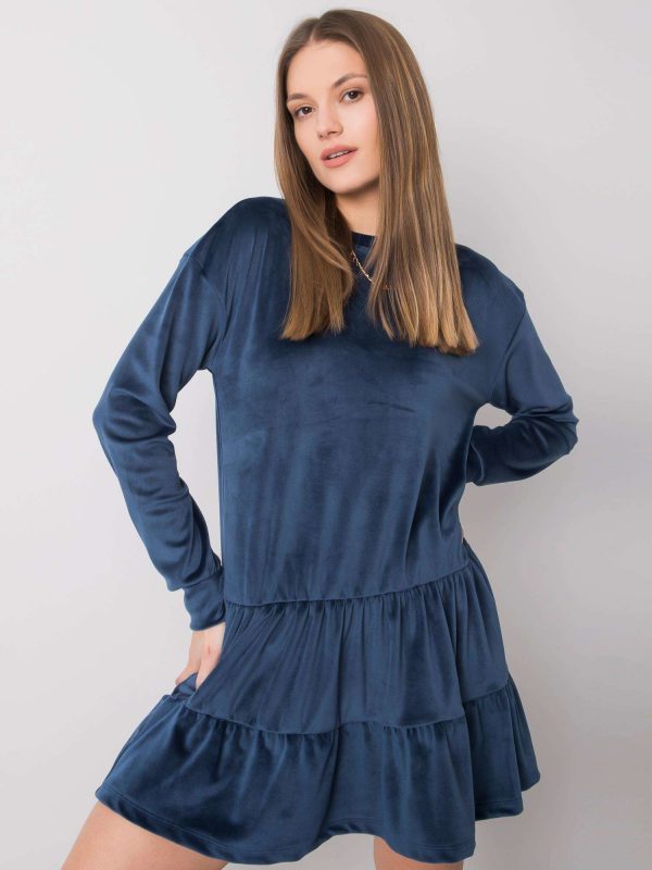 Dark blue velour dress Candle RUE PARIS