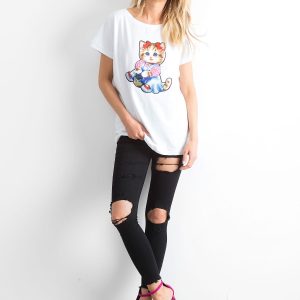 White Loose T-Shirt Sweetness