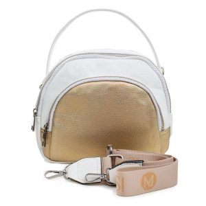 White and gold eco leather handbag