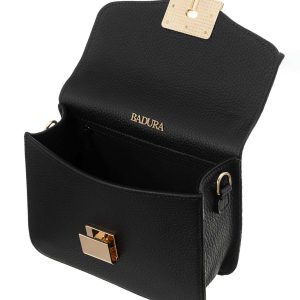 Black leather handbag BADURA