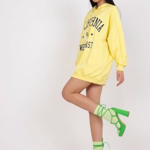 Yellow sweatshirt with print and stripes