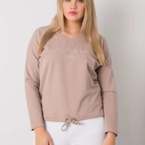 Dark beige plus size blouse with Sherilyn inscription