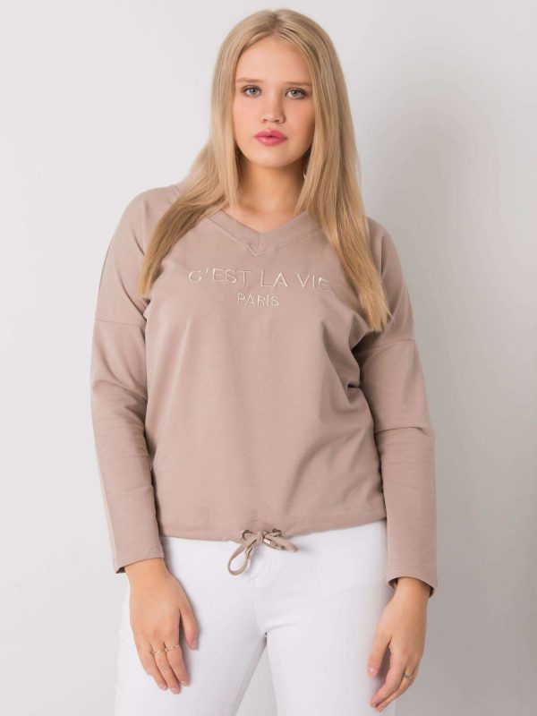 Dark beige plus size blouse with Sherilyn inscription