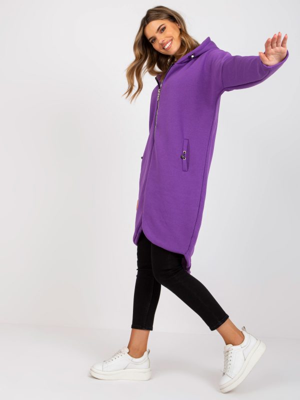 Purple sweatshirt basic with zipper Tina RUE PARIS