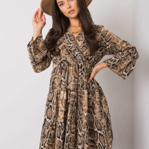 Beige and black dress with Milani print