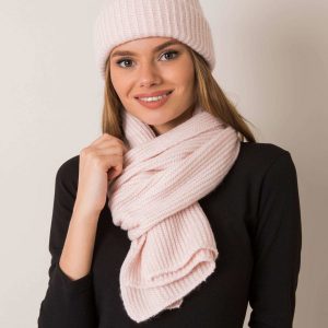 Light pink hat and scarf set RUE PARIS