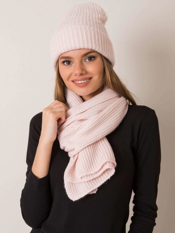 Light pink hat and scarf set RUE PARIS