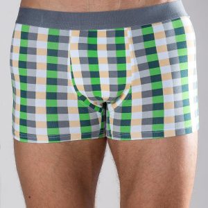 Grey-green plaid boxer shorts