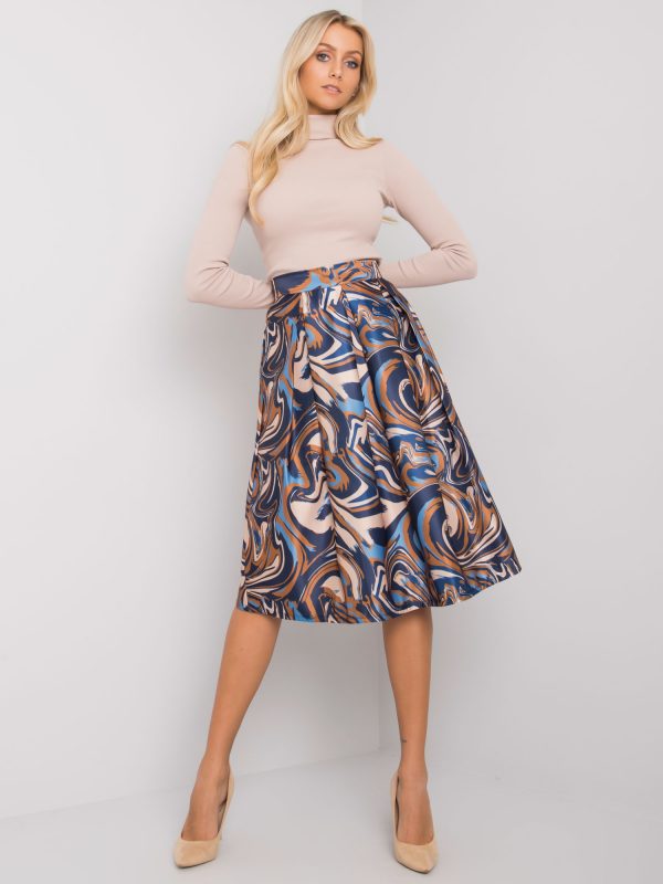 Beige and blue Sabarra midi skirt