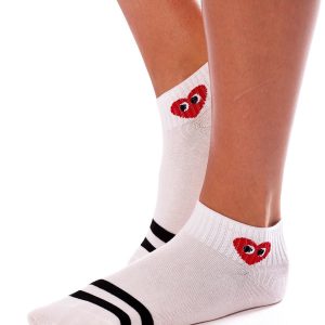 White socks with hearts 3-pack