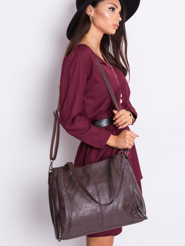 Dark brown eco leather handbag