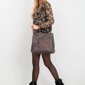 Dark brown eco leather handbag