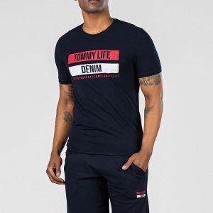 TOMMY LIFE Navy blue men's t-shirt