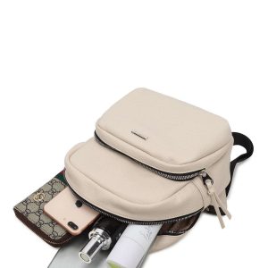 Light beige backpack with pocket LUIGISANTO