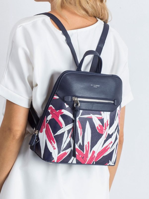 Dark Blue Printed Backpack