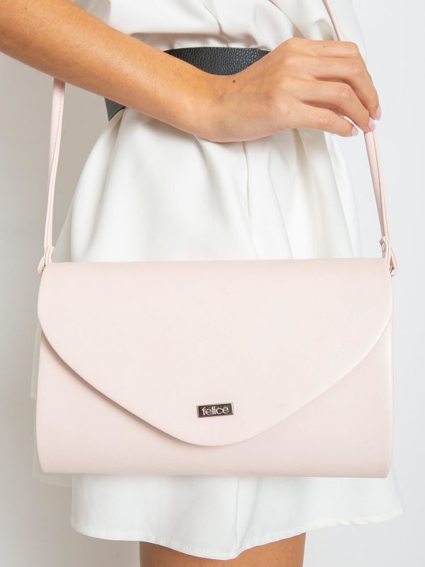 Light pink oblong clutch bag