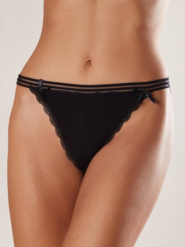 Black Cotton Panties with Lace