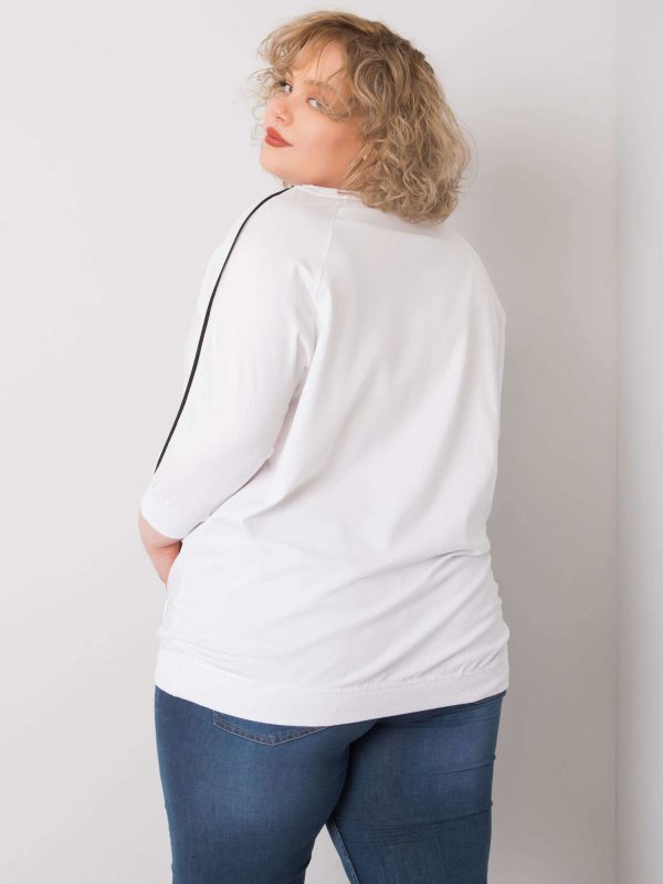 White plus size blouse with pocket Meg