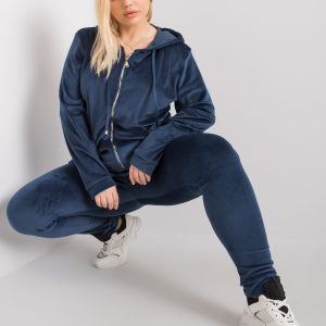 Dark blue velour plus size set Michell