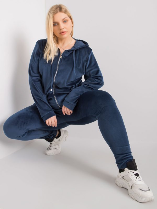 Dark blue velour plus size set Michell