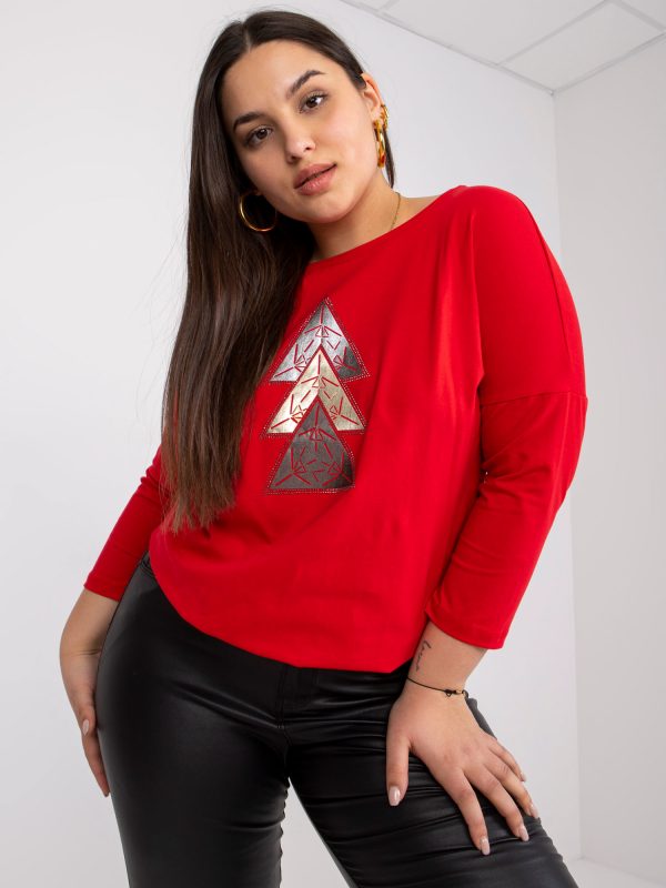 Red Plus Size Casual Blouse Beate