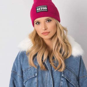 Fuchsia Winter Hat with Patch