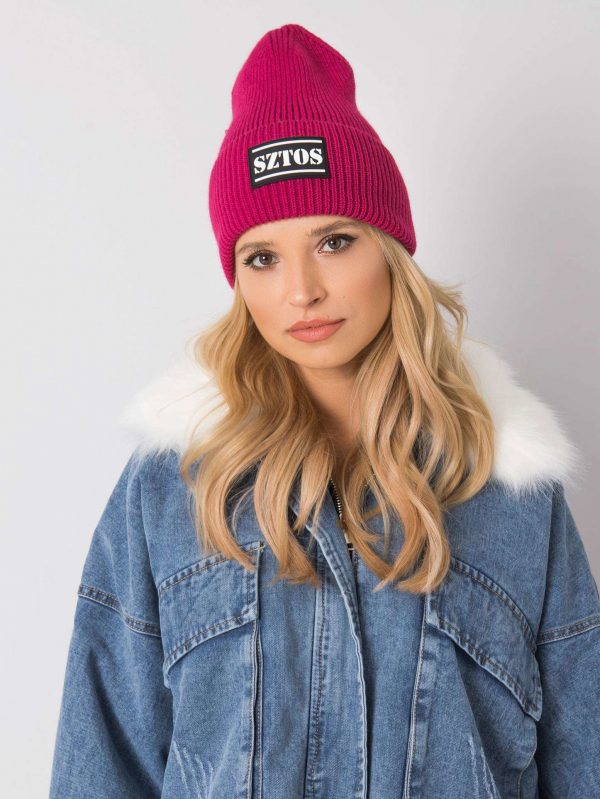 Fuchsia Winter Hat with Patch