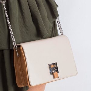 Handbag with decorative clasp beige