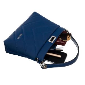 Navy blue leather mailbag BADURA