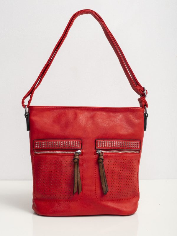 Red bag with openwork pockets