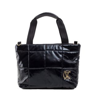 Black longitudinal quilted bag