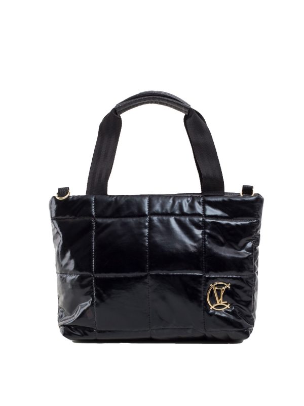 Black longitudinal quilted bag