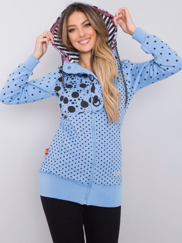 Blue long polka dot hoodie