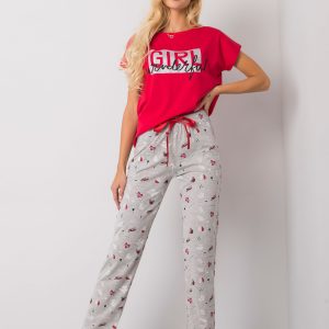 Red Women's Two Piece Pyjama Set