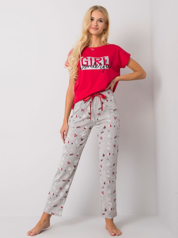 Red Women's Two Piece Pyjama Set