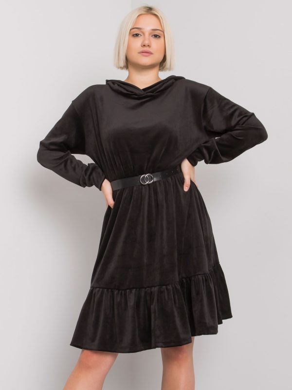 Black velour dress with Casablanca belt