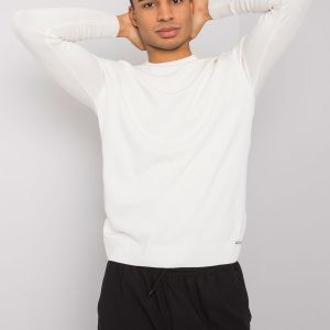 Ecru men's sweater with round neck Duke LIWALI