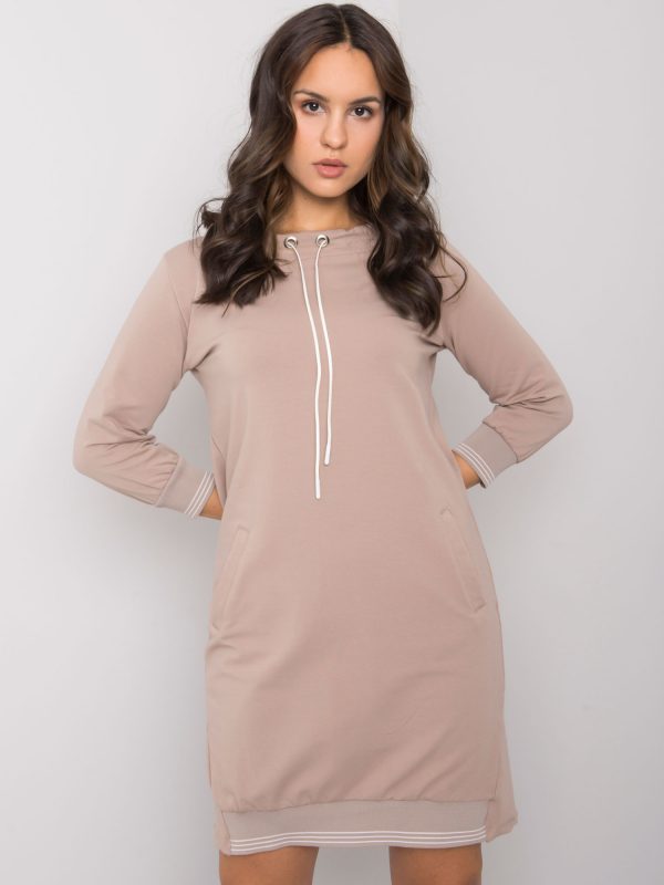 Dark beige cotton dress Sinead RUE PARIS