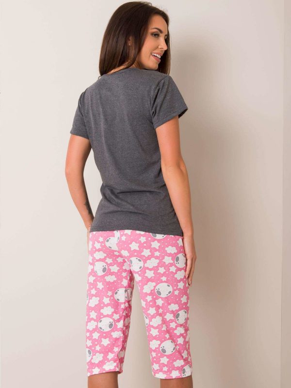 Grey Pink Cotton Pyjamas