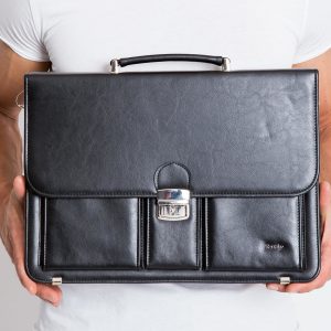 Black Men's Leather Briefcase