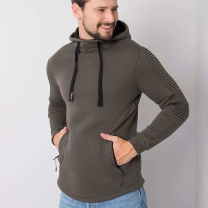 Khaki hoodie for men in motorcycle style