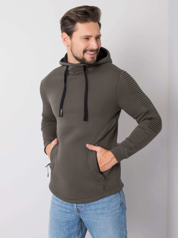 Khaki hoodie for men in motorcycle style