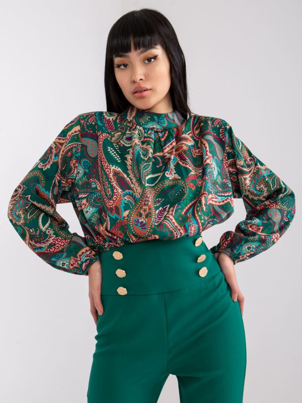 Green blouse with Mia prints