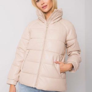 Beige Maxine Leatherette Winter Jacket