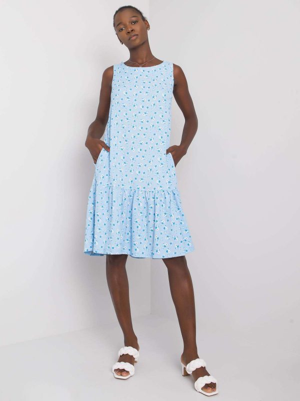 Light blue floral dress with flounce Joice RUE PARIS