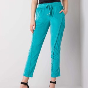 Turquoise velour pants Juanita RUE PARIS