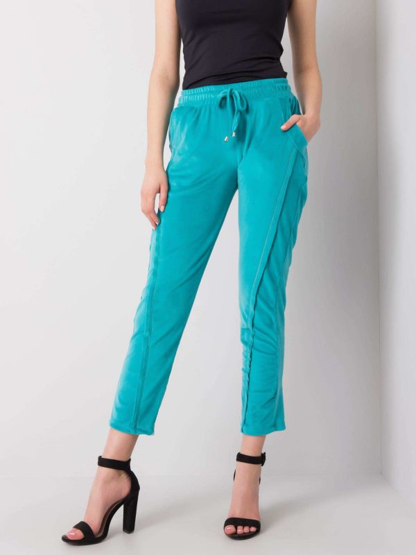 Turquoise velour pants Juanita RUE PARIS